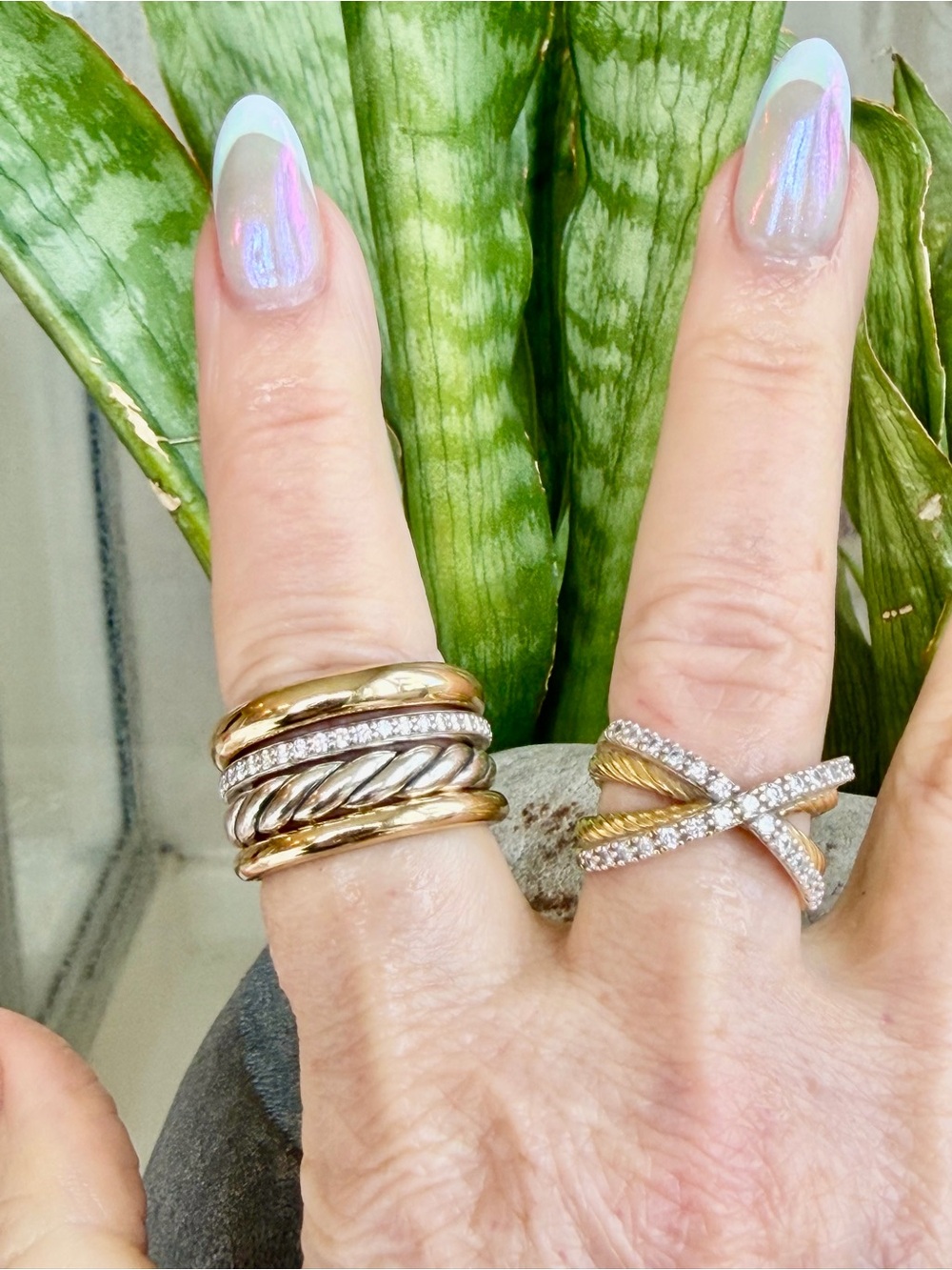 Sold.    David Yurman 18 karat gold sterling and Diamond Ring - Picture 11 of 12